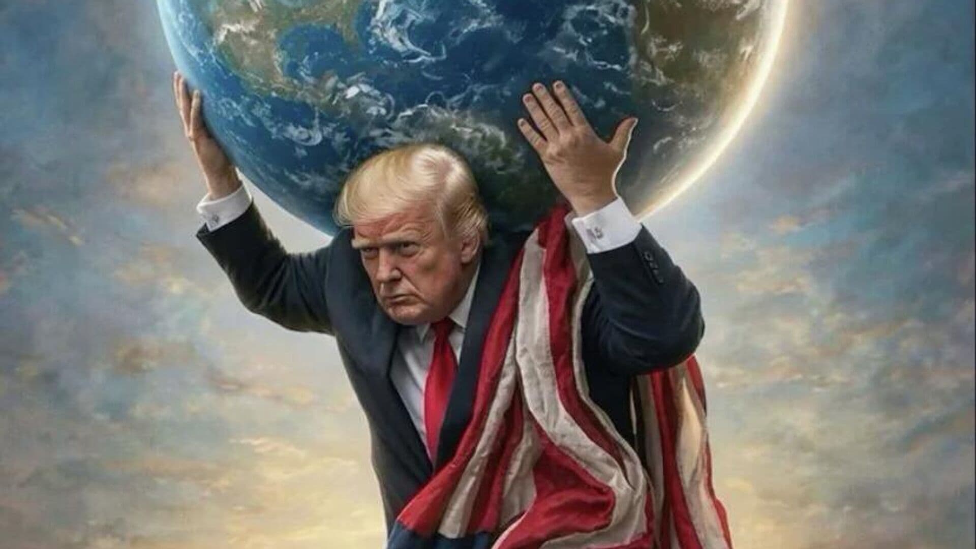 Трамп представил себя в виде атланта, несущего Землю