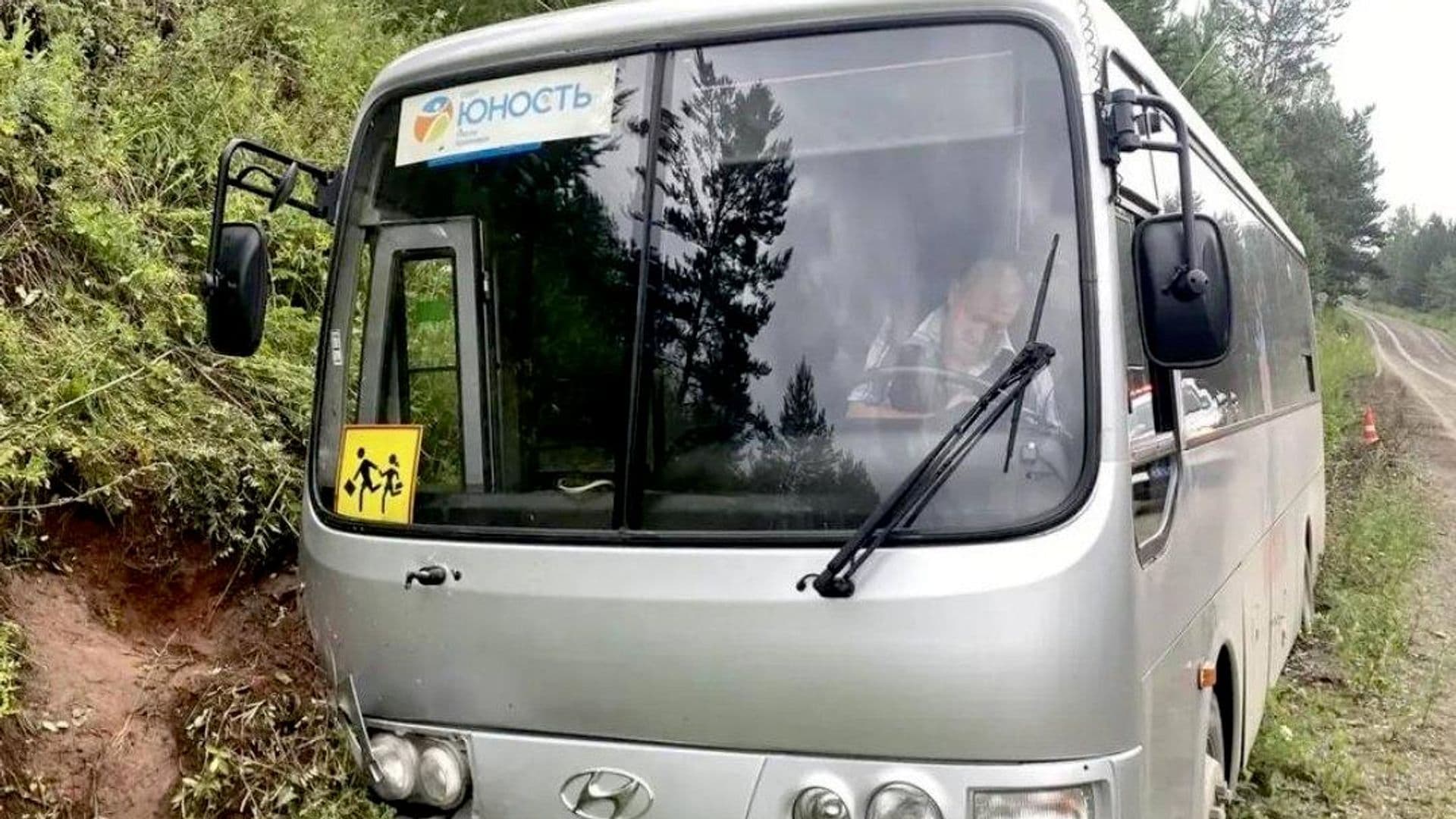 В Красноярском крае автобус с детьми вылетел в кювет