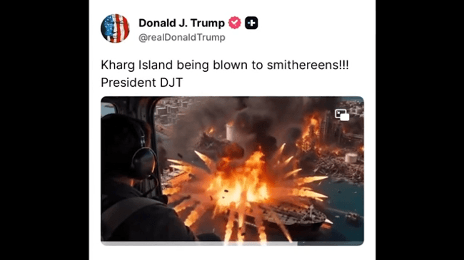 Трамп опубликовал видео с "уничтожением" иранского острова Харк
