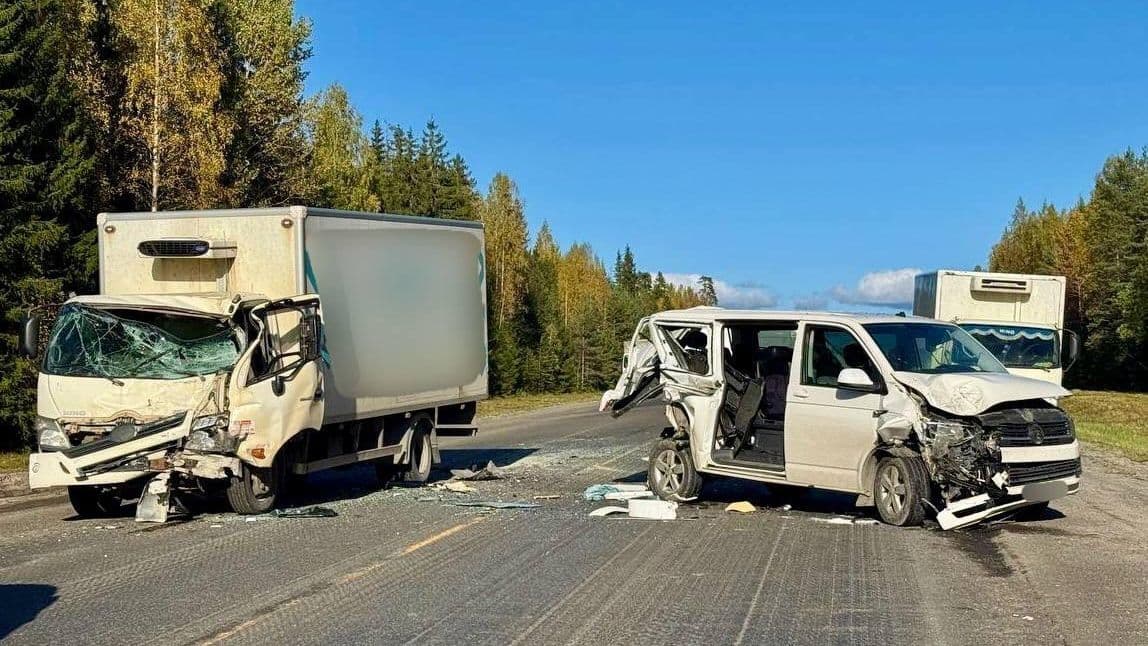 В Карелии семь человек пострадали в ДТП с микроавтобусом и грузовиком